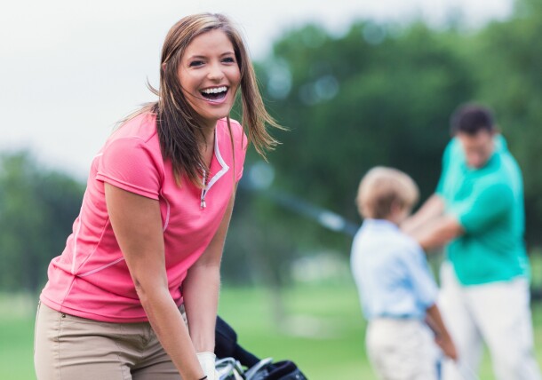 Golfers on golf course 